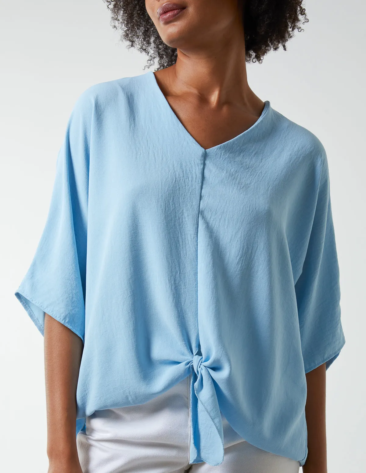 V Neck Tie Front Blouse sold by Blue Vanilla product image thumbnail 2