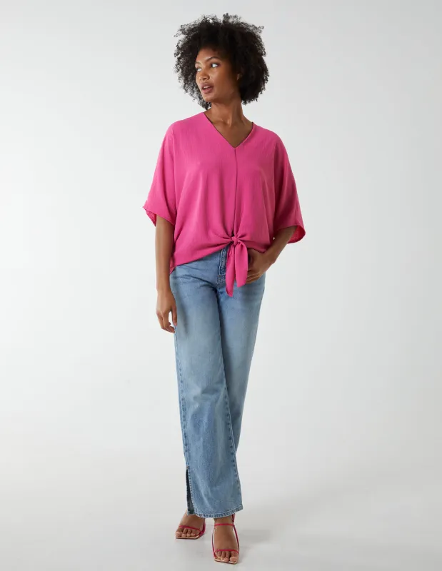 V Neck Tie Front Blouse sold by Blue Vanilla