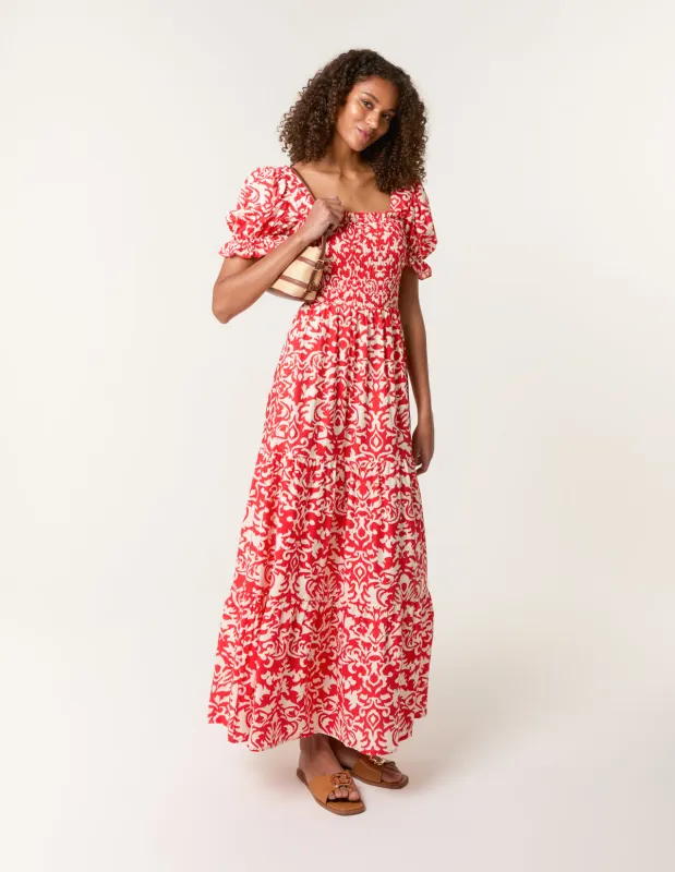 Puff Sleeve Square Neck Maxi Dress sold by Blue Vanilla