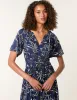Notch Neck Elastic Midi Dress sold by Blue Vanilla