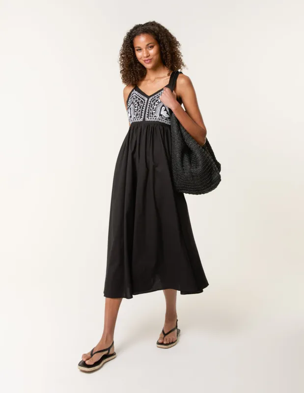 Embroidered Yoke Strappy Dress sold by Blue Vanilla