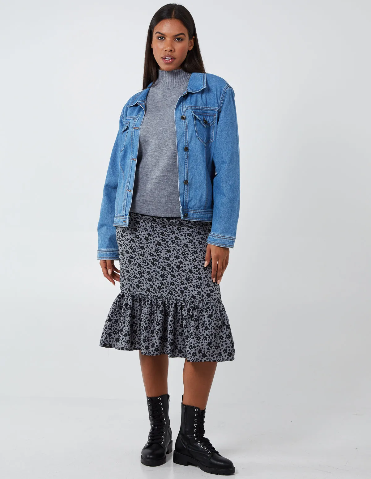 Floral Tiered Midi Skirt sold by Blue Vanilla