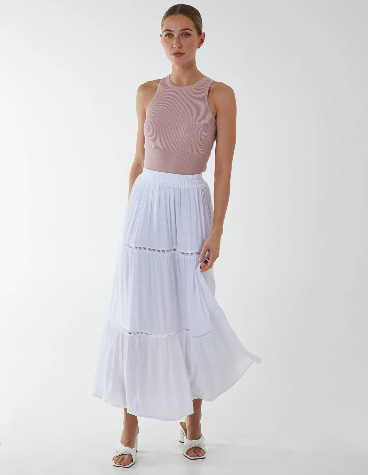 Ladder Trim Midi Skirt sold by Blue Vanilla
