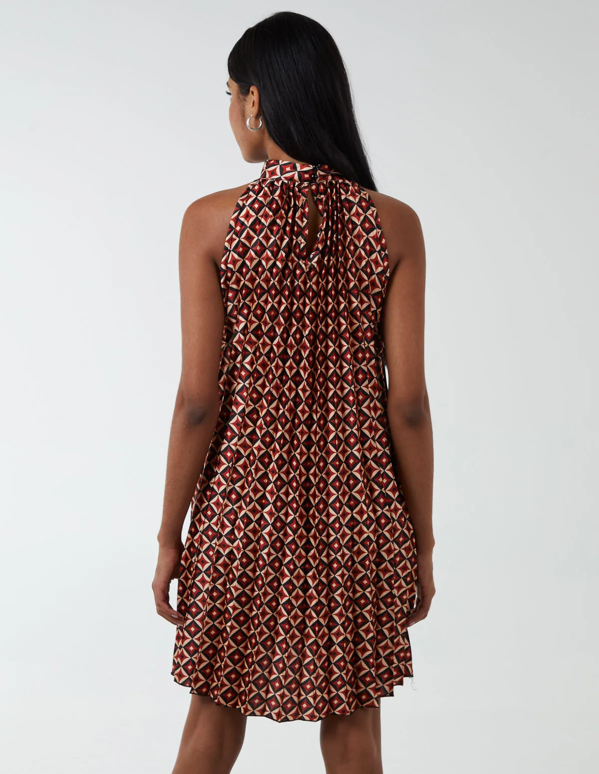 Halter Neck Satin Sleeveless Pleated Dress sold by Blue Vanilla product image thumbnail 4