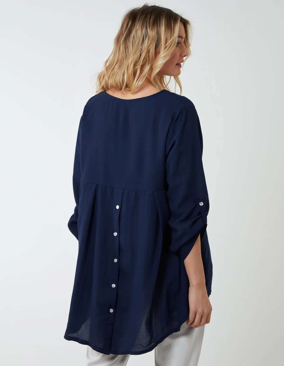 Round Neck Button Sleeve Blouse sold by Blue Vanilla product image thumbnail 4