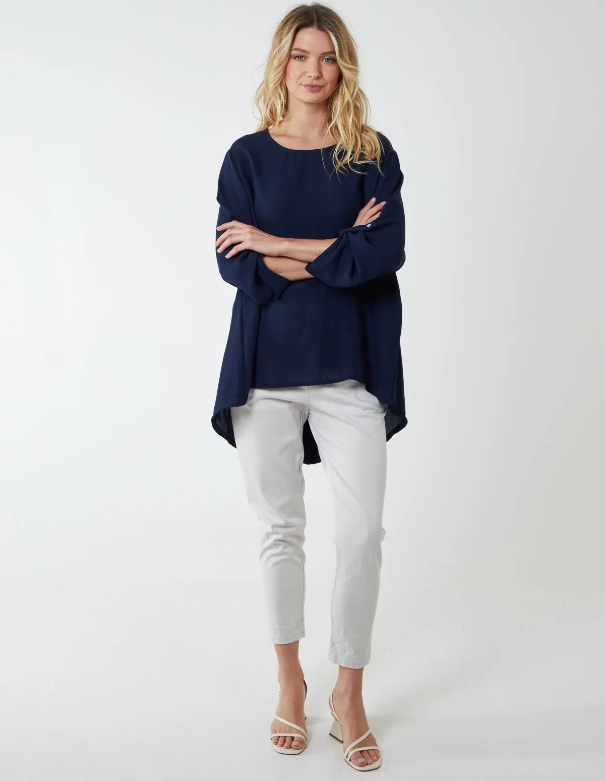 Round Neck Button Sleeve Blouse sold by Blue Vanilla product image thumbnail 3