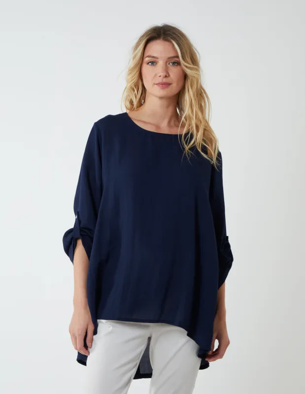 Round Neck Button Sleeve Blouse sold by Blue Vanilla