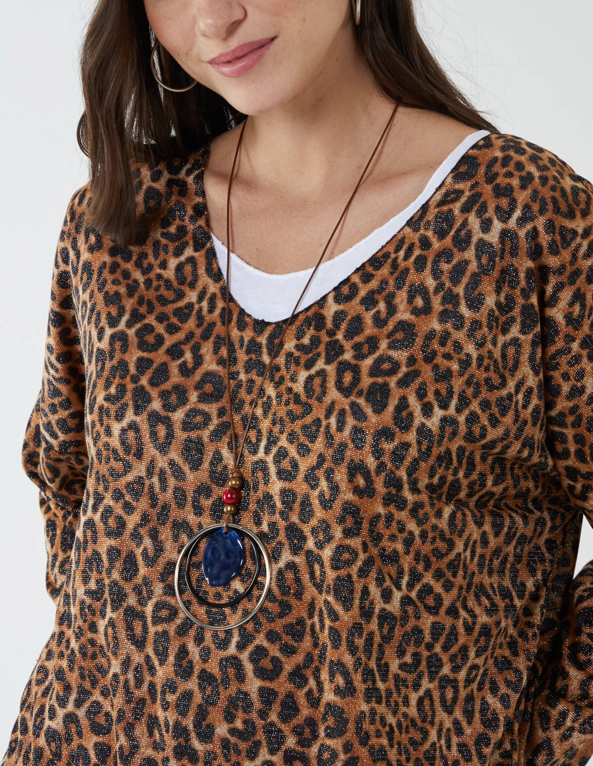 Leopard Glitter Necklace 3 in 1 Top sold by Blue Vanilla product image thumbnail 2