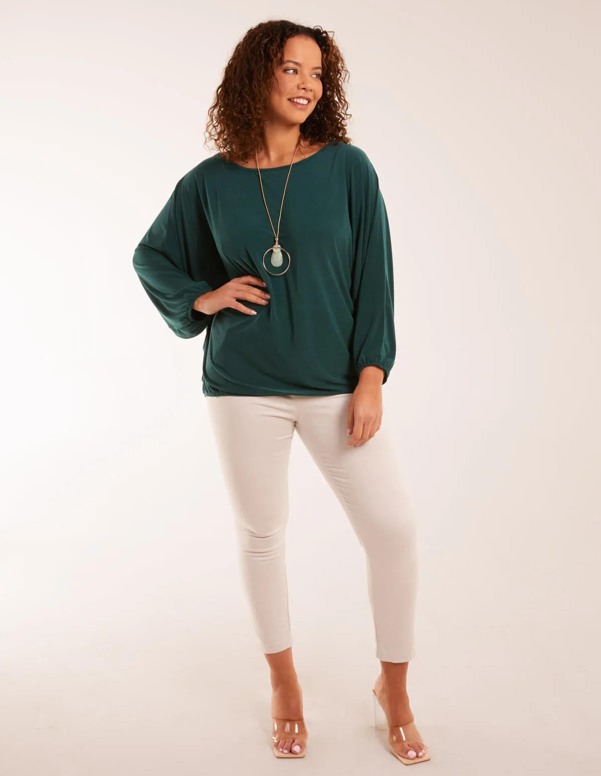 Batwing Necklace Elasticated Hem Top sold by Blue Vanilla product image thumbnail 2