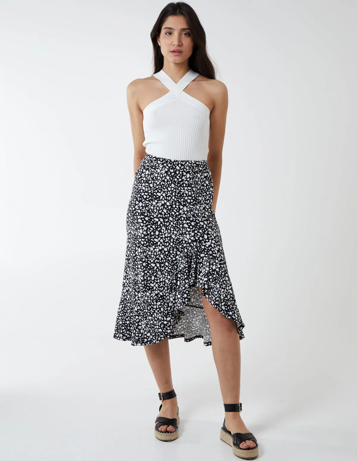 BLAIR - Asymmetric Frill Hem Midi Skirt sold by Blue Vanilla product image thumbnail 3