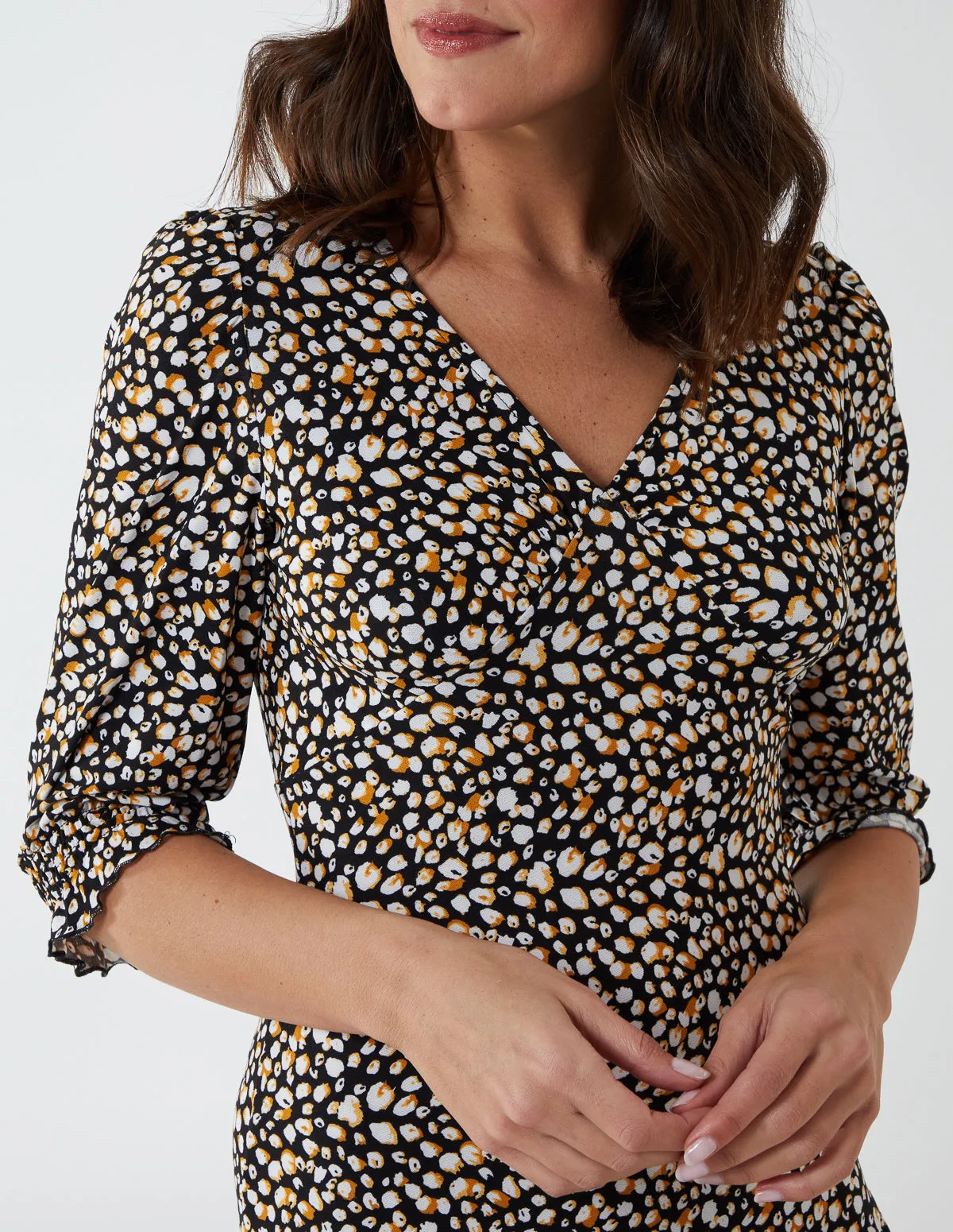 V Neck Bottom Frill Balloon Sleeve Tea Dress sold by Blue Vanilla product image thumbnail 4