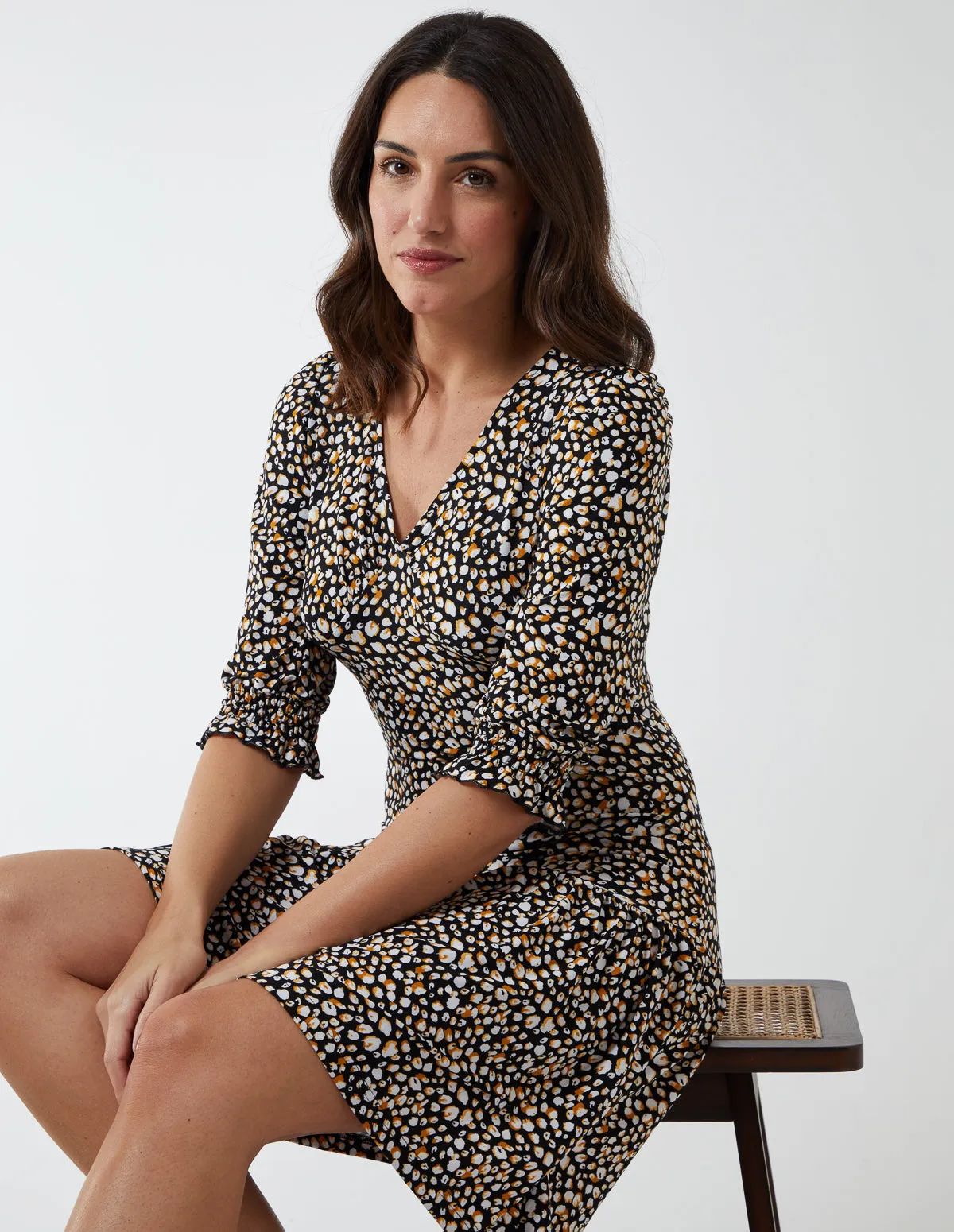 V Neck Bottom Frill Balloon Sleeve Tea Dress sold by Blue Vanilla