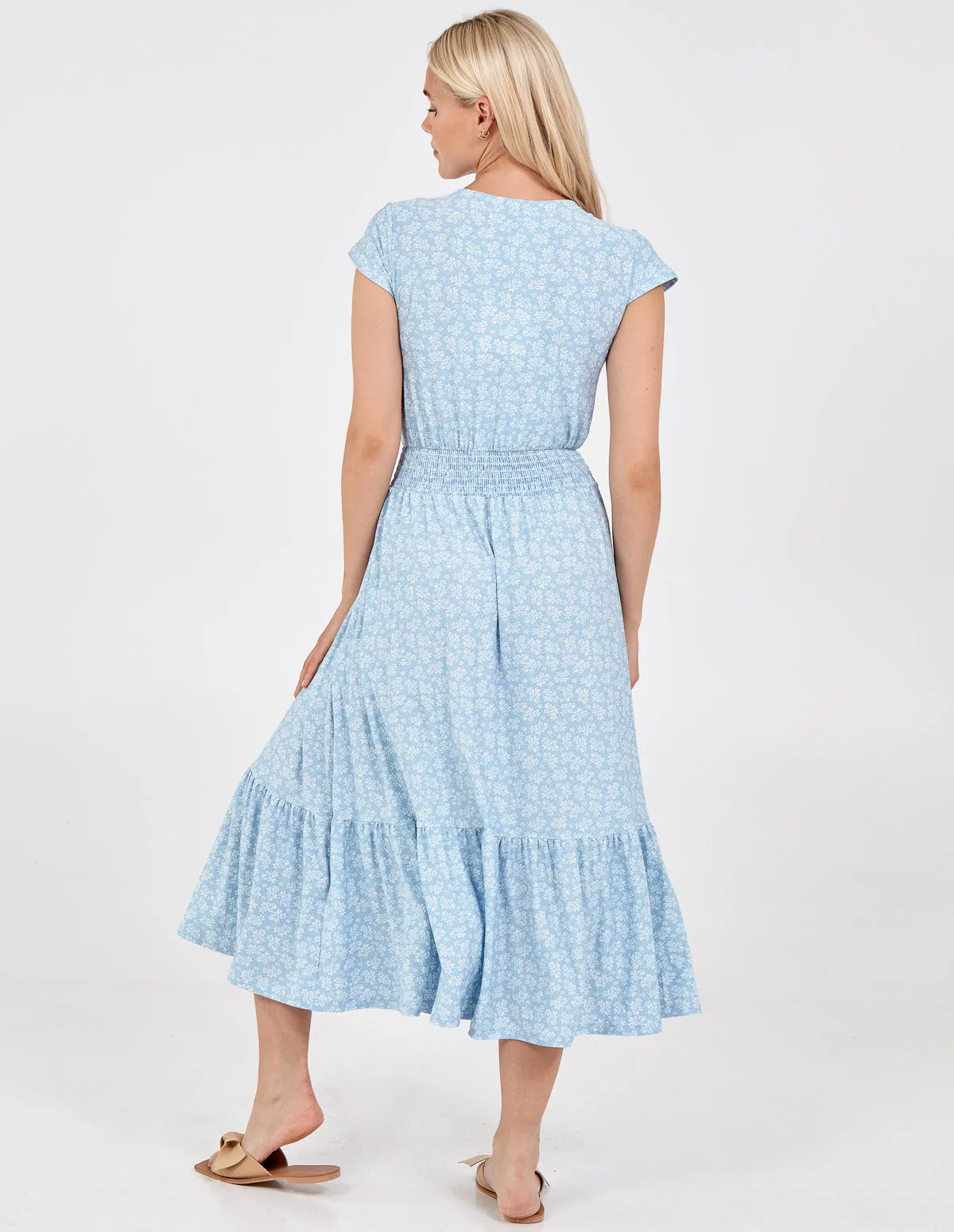 Shirring Waist Buttons Midi Dress sold by Blue Vanilla product image thumbnail 5