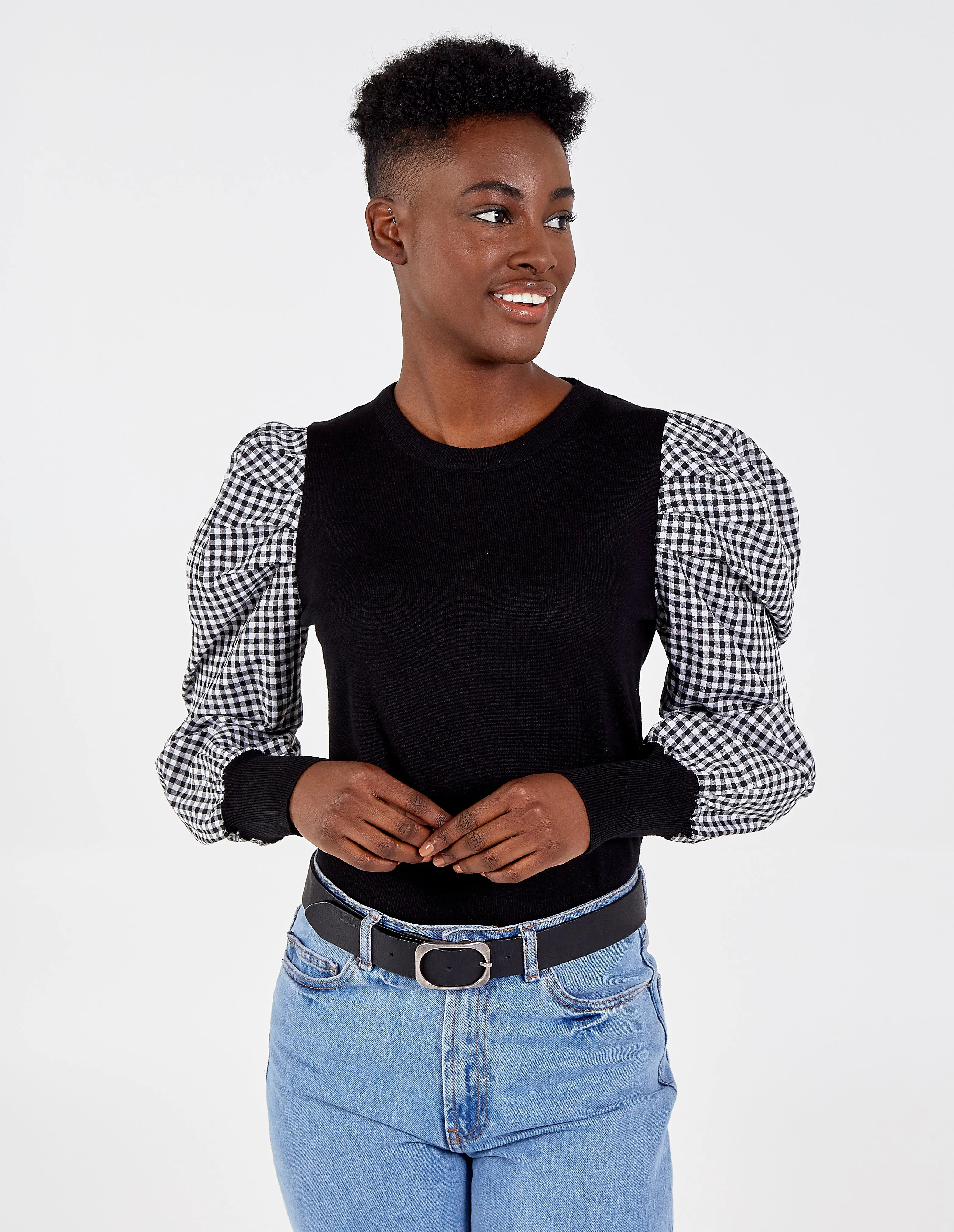 HUDA - Gingham Puff Sleeve Top sold by Blue Vanilla