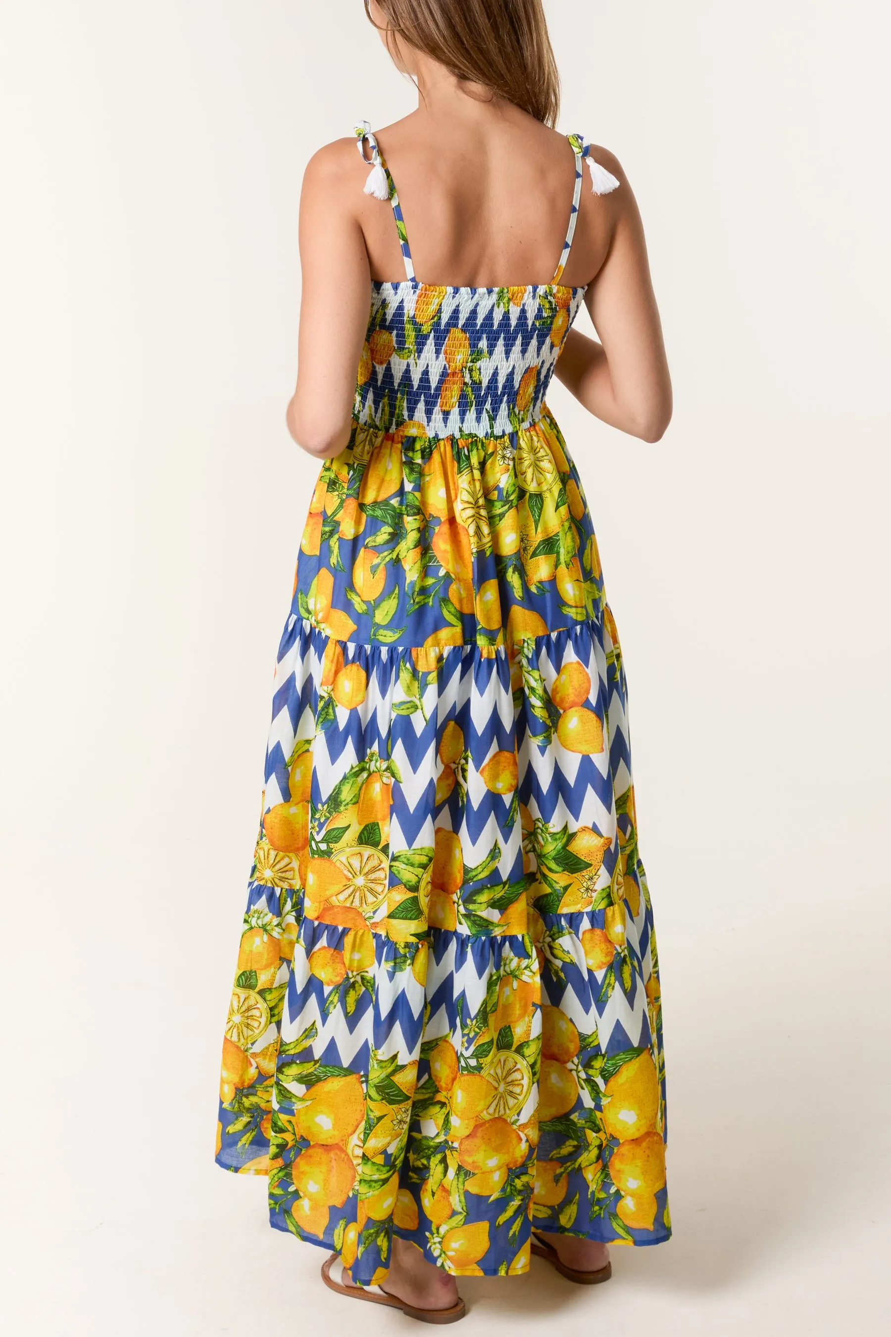 Lemon Print Shirred Dress sold by Blue Vanilla product image thumbnail 3