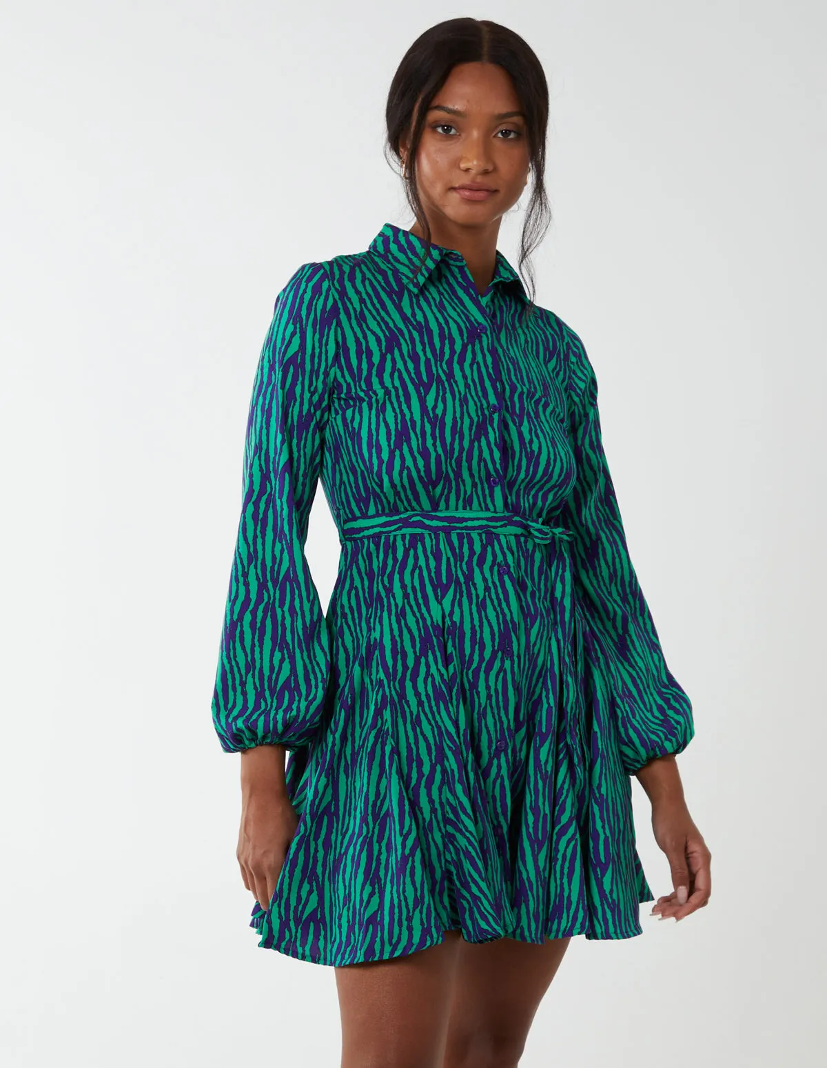 Abstract Zebra Print Shirt Mini Dress sold by Blue Vanilla product image thumbnail 3