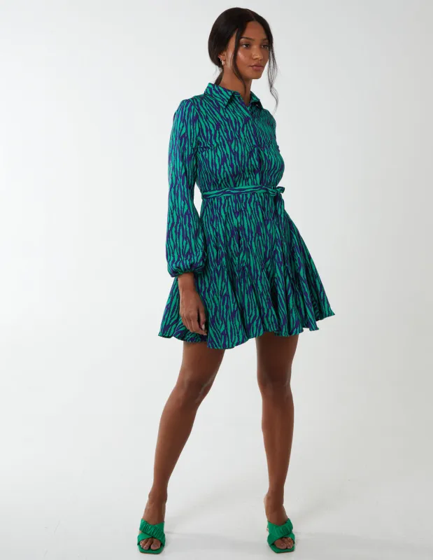 Abstract Zebra Print Shirt Mini Dress made by Blue Vanilla