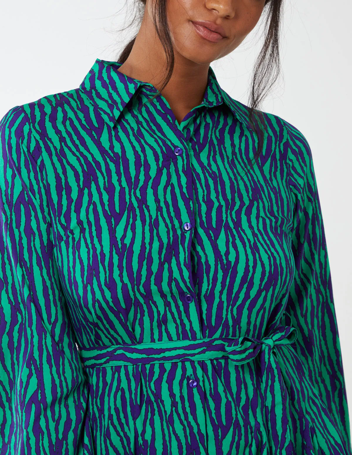 Abstract Zebra Print Shirt Mini Dress sold by Blue Vanilla product image thumbnail 4