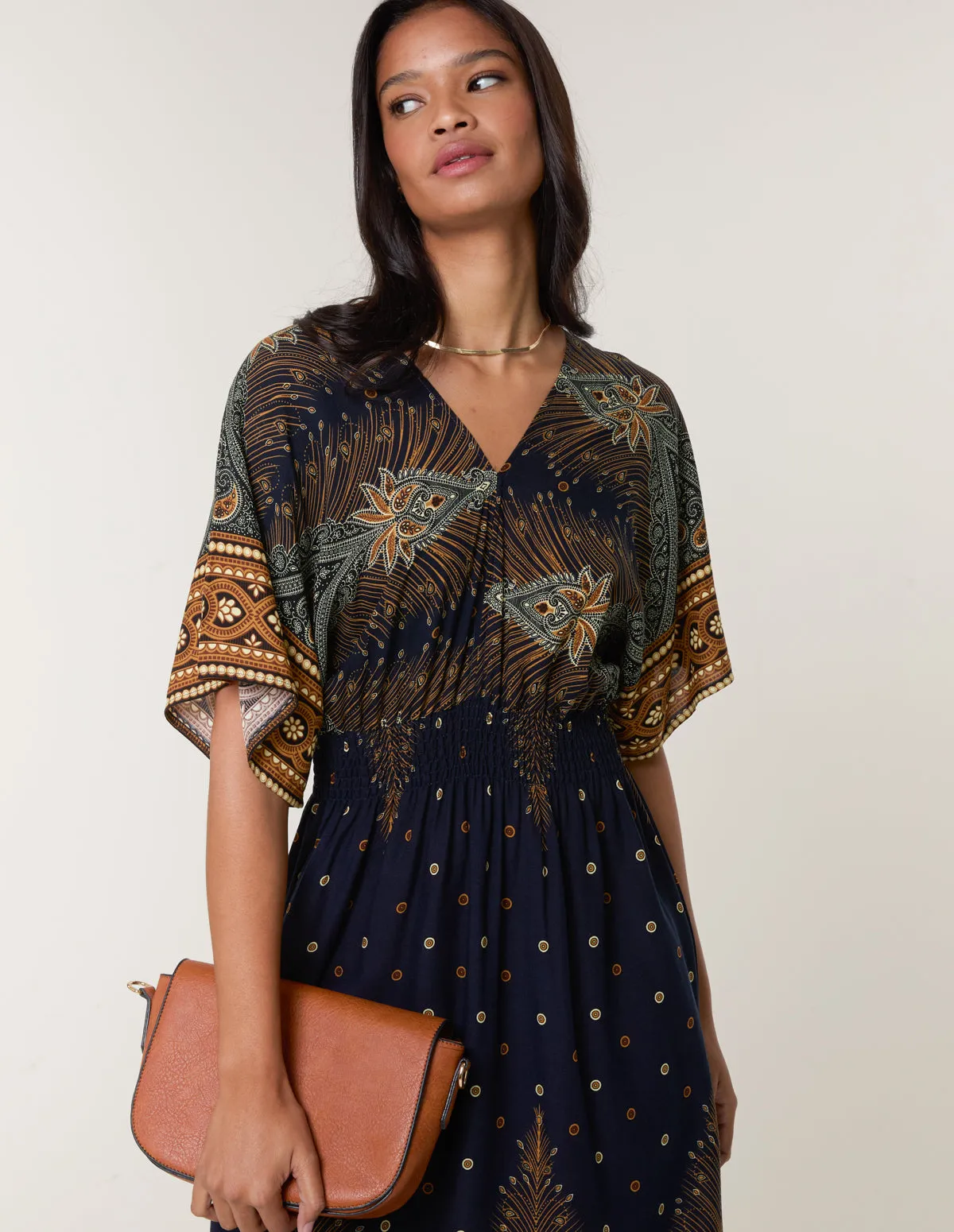 Peacock Print Maxi Dress sold by Blue Vanilla product image thumbnail 3