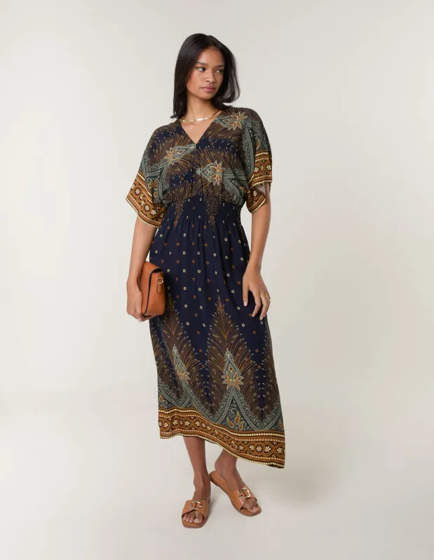 Peacock Print Maxi Dress sold by Blue Vanilla