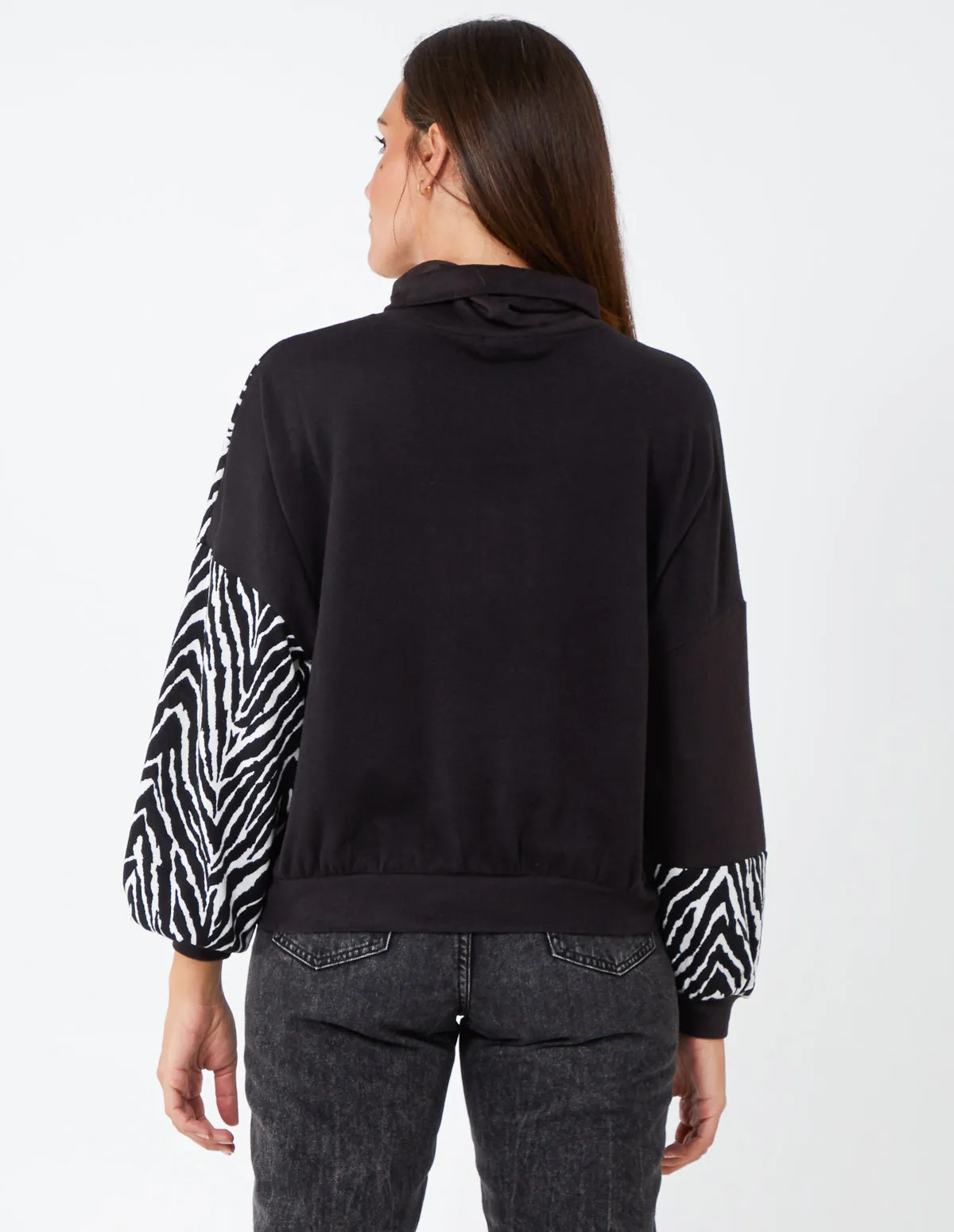 Zebra Pattern Block Roll Neck Top sold by Blue Vanilla product image thumbnail 5
