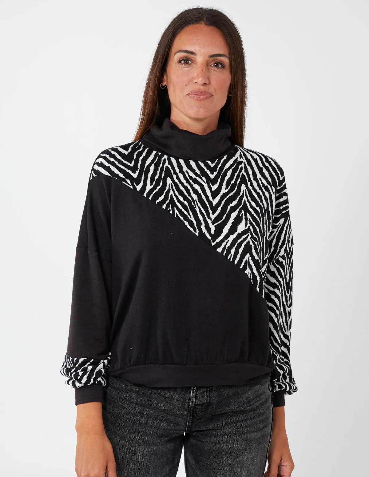 Zebra Pattern Block Roll Neck Top sold by Blue Vanilla product image thumbnail 2