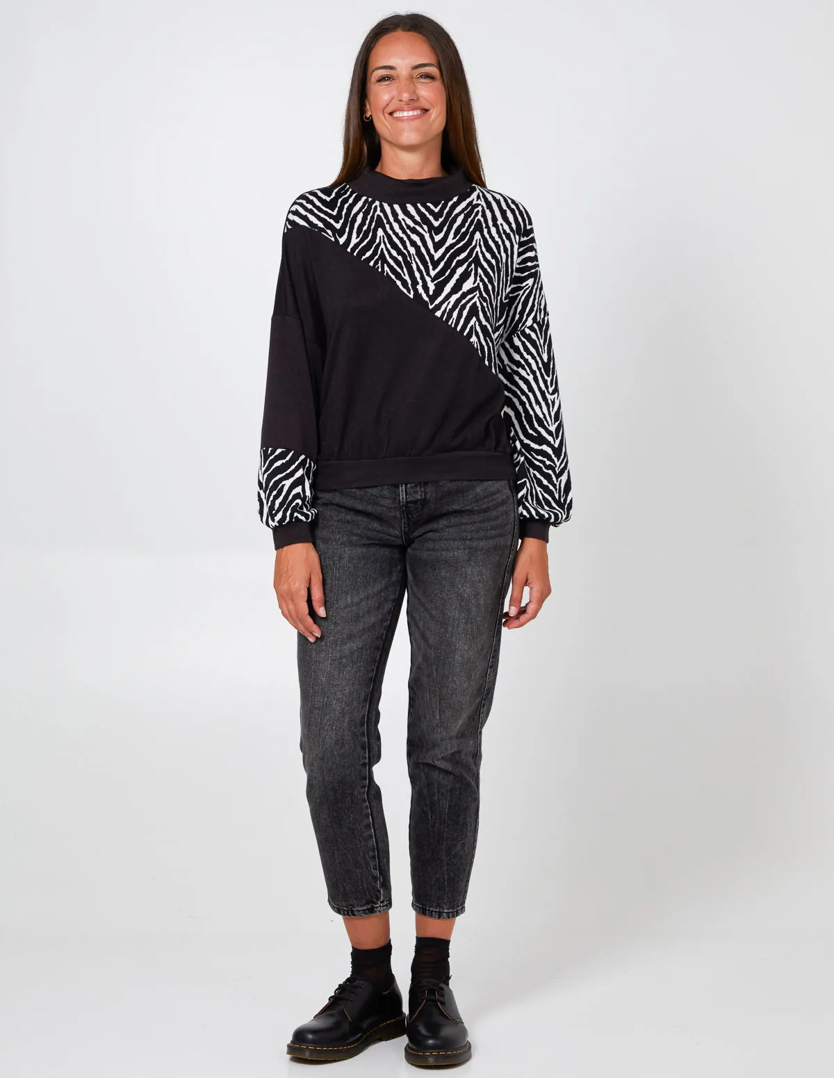Zebra Pattern Block Roll Neck Top sold by Blue Vanilla product image thumbnail 3