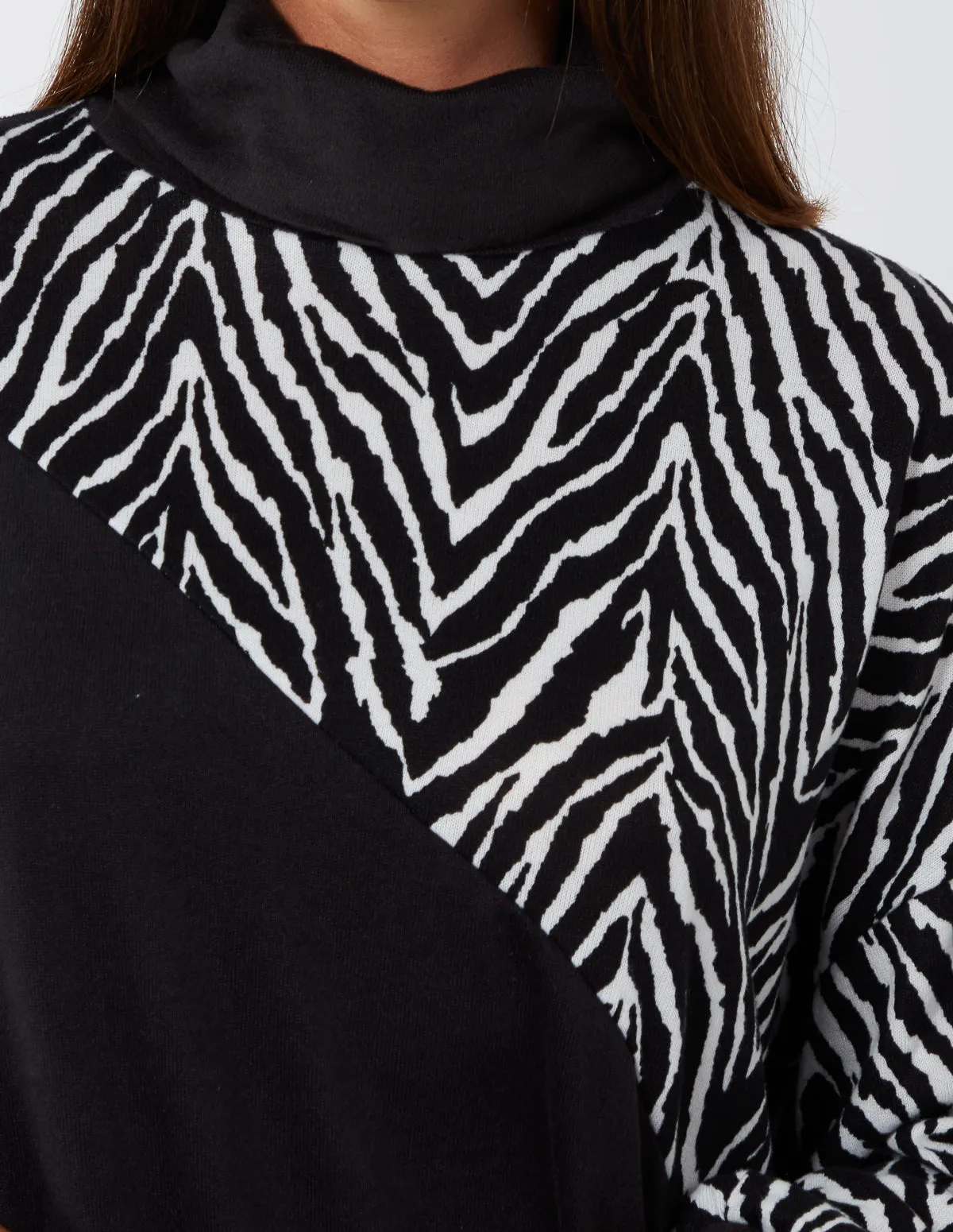 Zebra Pattern Block Roll Neck Top sold by Blue Vanilla product image thumbnail 4