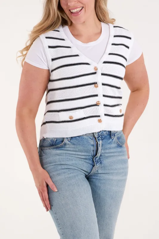 Stripe Sleeveless Knit Vest sold by Blue Vanilla