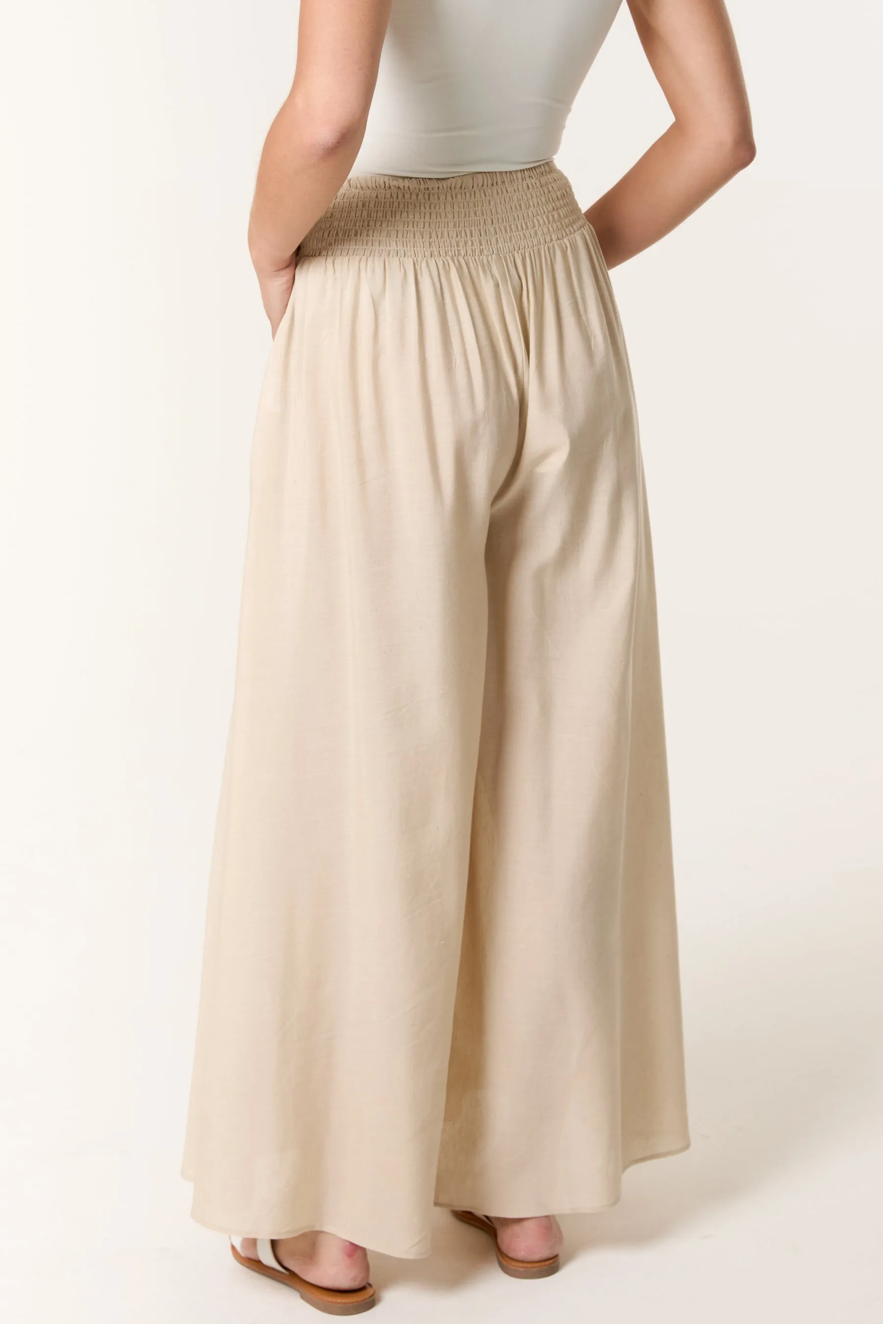 Wide Leg Embellished Linen Trousers sold by Blue Vanilla product image thumbnail 4