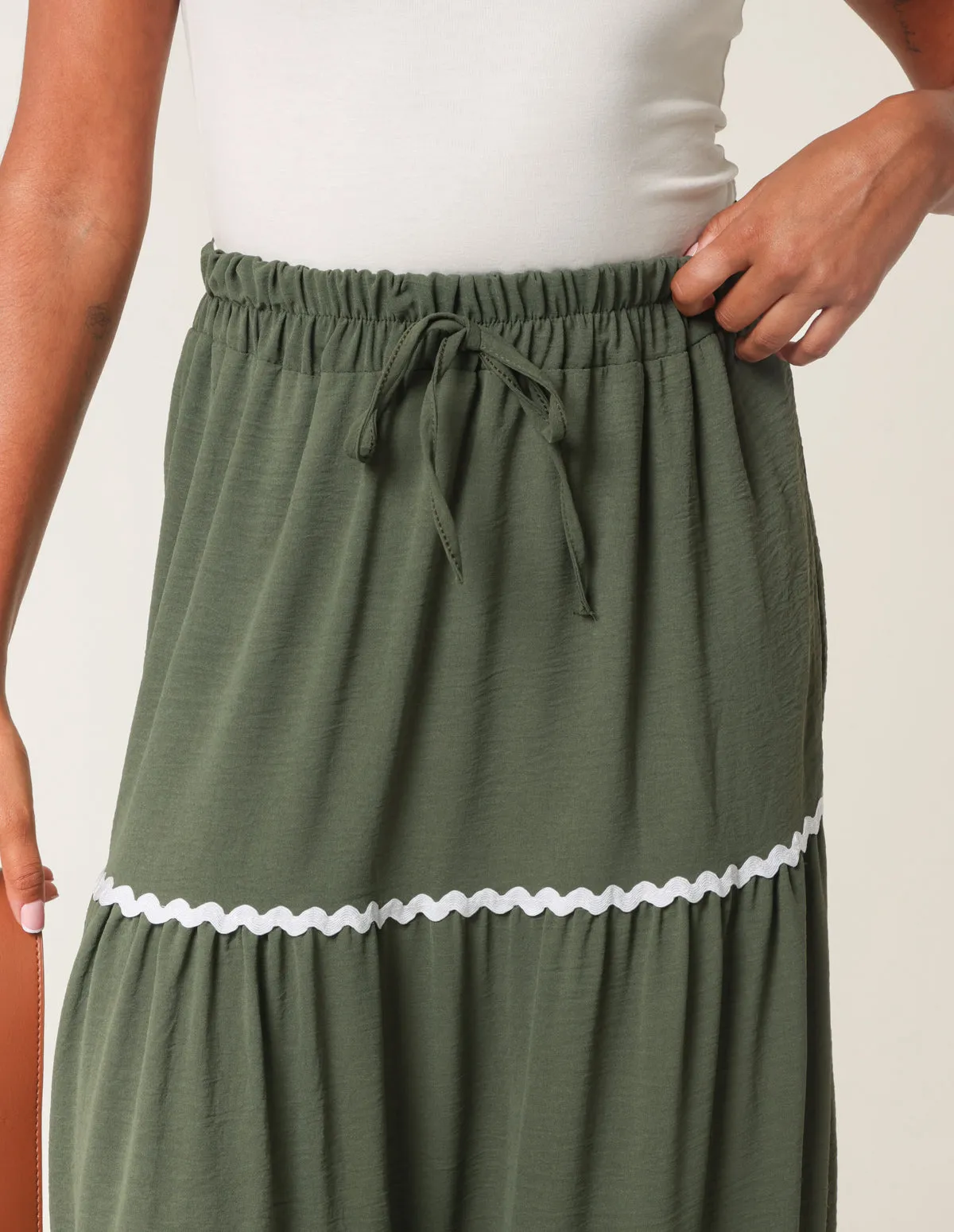 Tape Zig Zag Tiered Maxi Skirt sold by Blue Vanilla product image thumbnail 3