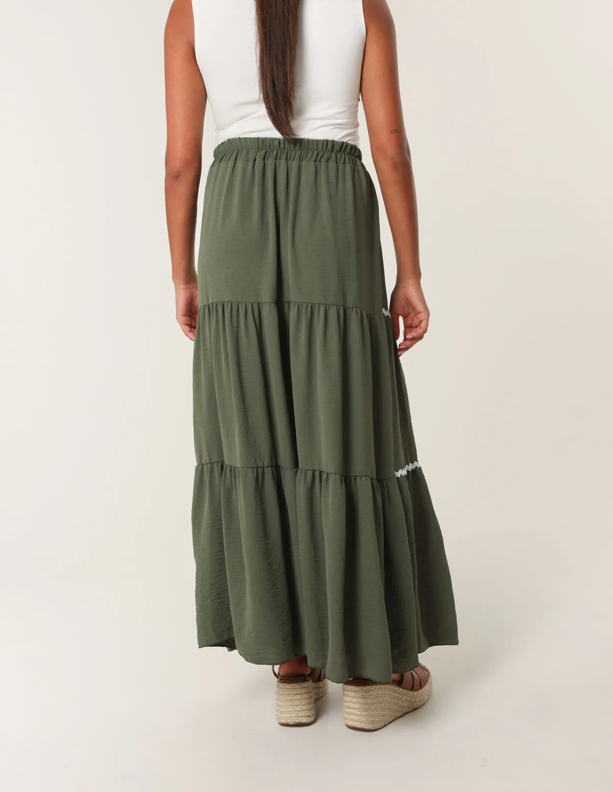 Tape Zig Zag Tiered Maxi Skirt sold by Blue Vanilla product image thumbnail 4