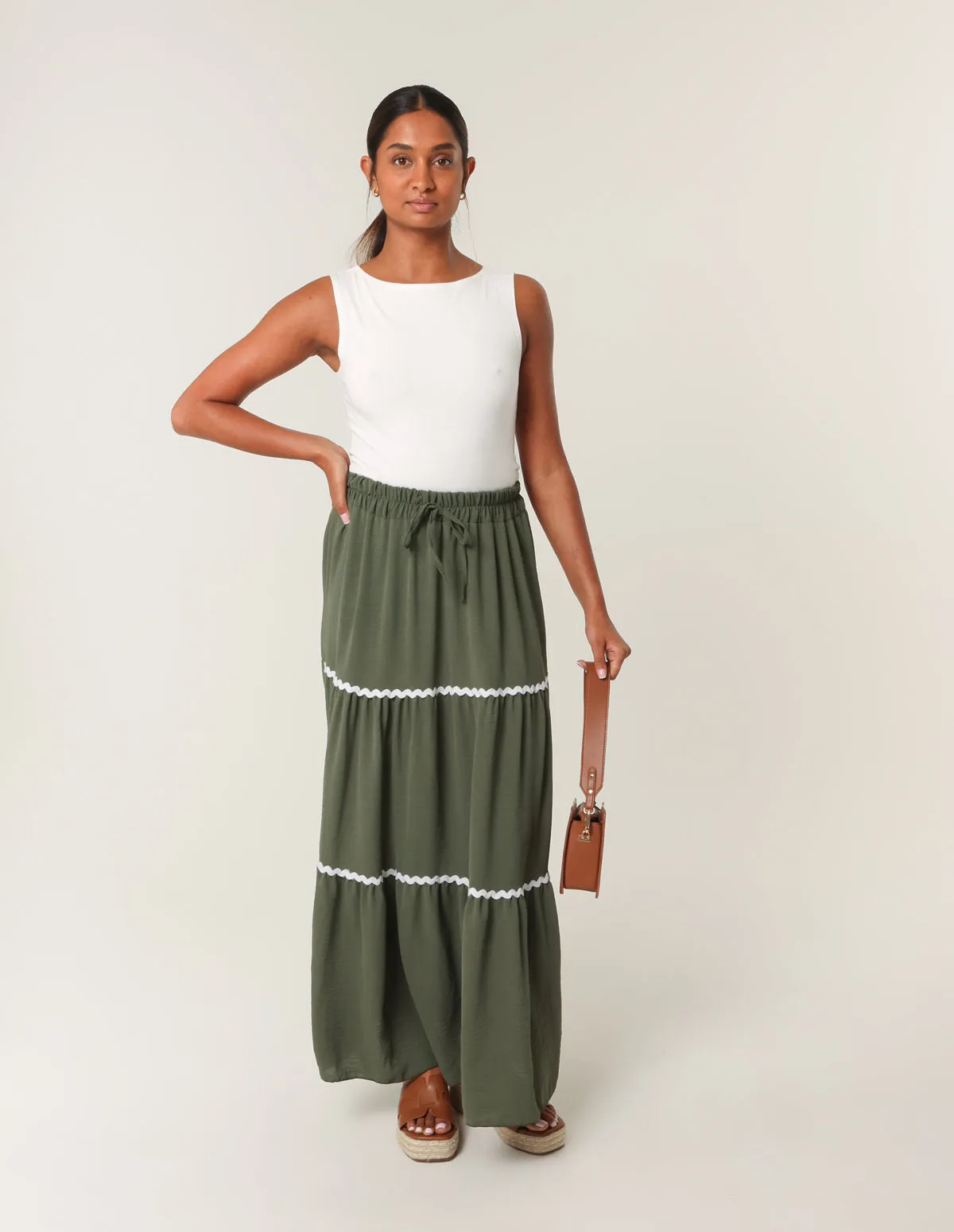 Tape Zig Zag Tiered Maxi Skirt sold by Blue Vanilla product image thumbnail 2