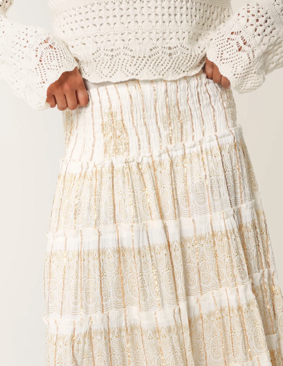 Foil Tiered Maxi Skirt sold by Blue Vanilla product image thumbnail 3