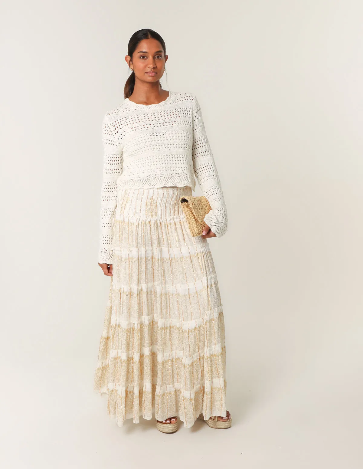 Foil Tiered Maxi Skirt sold by Blue Vanilla product image thumbnail 2