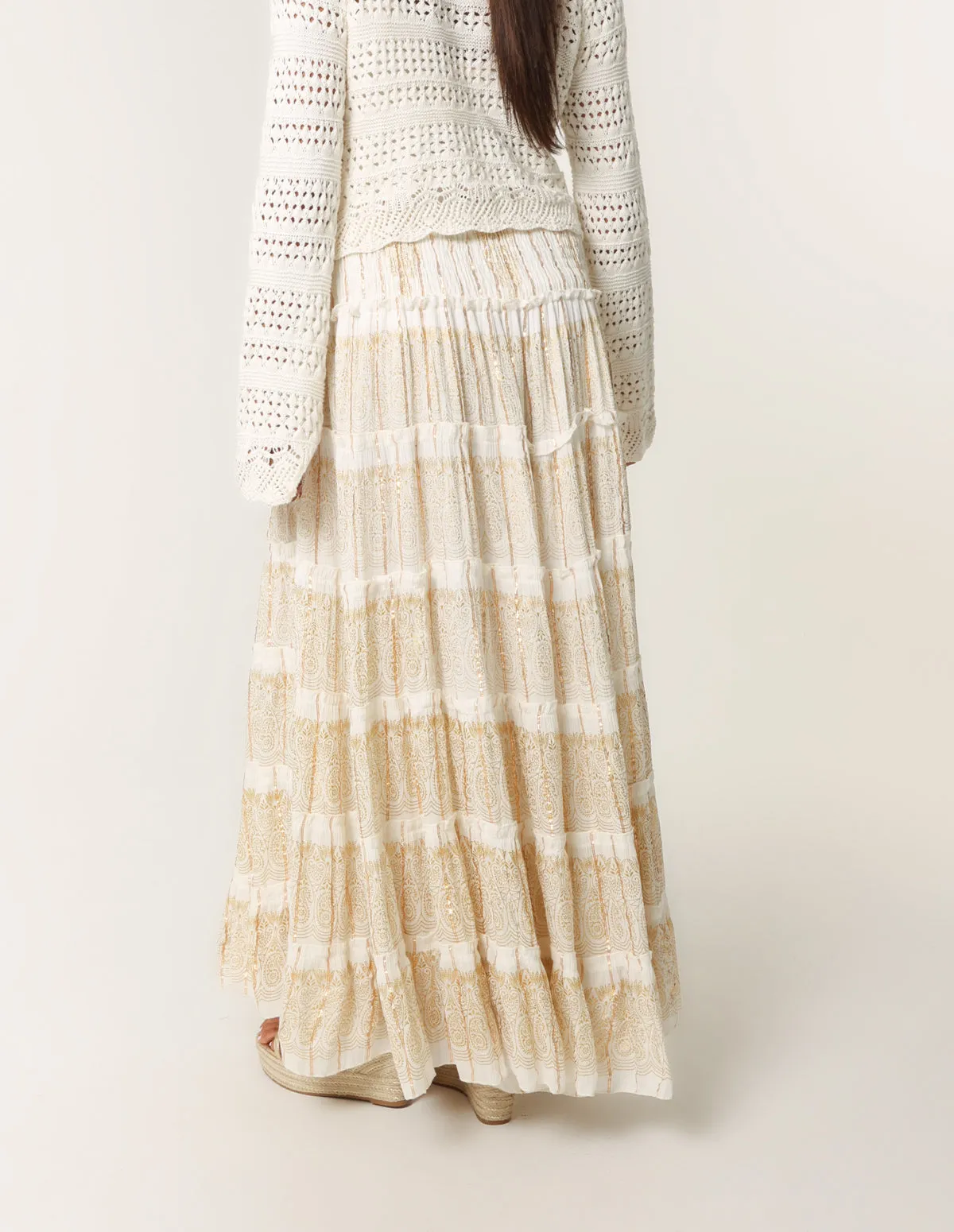 Foil Tiered Maxi Skirt sold by Blue Vanilla product image thumbnail 4