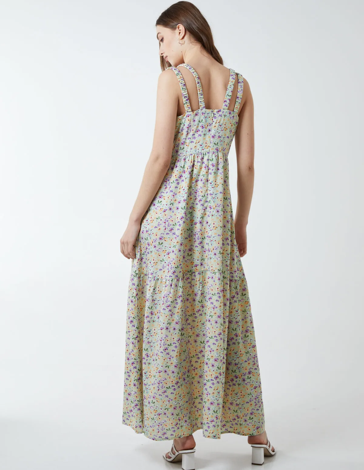 BLESSING - Floral Print Double Strap Midi Dress sold by Blue Vanilla product image thumbnail 5