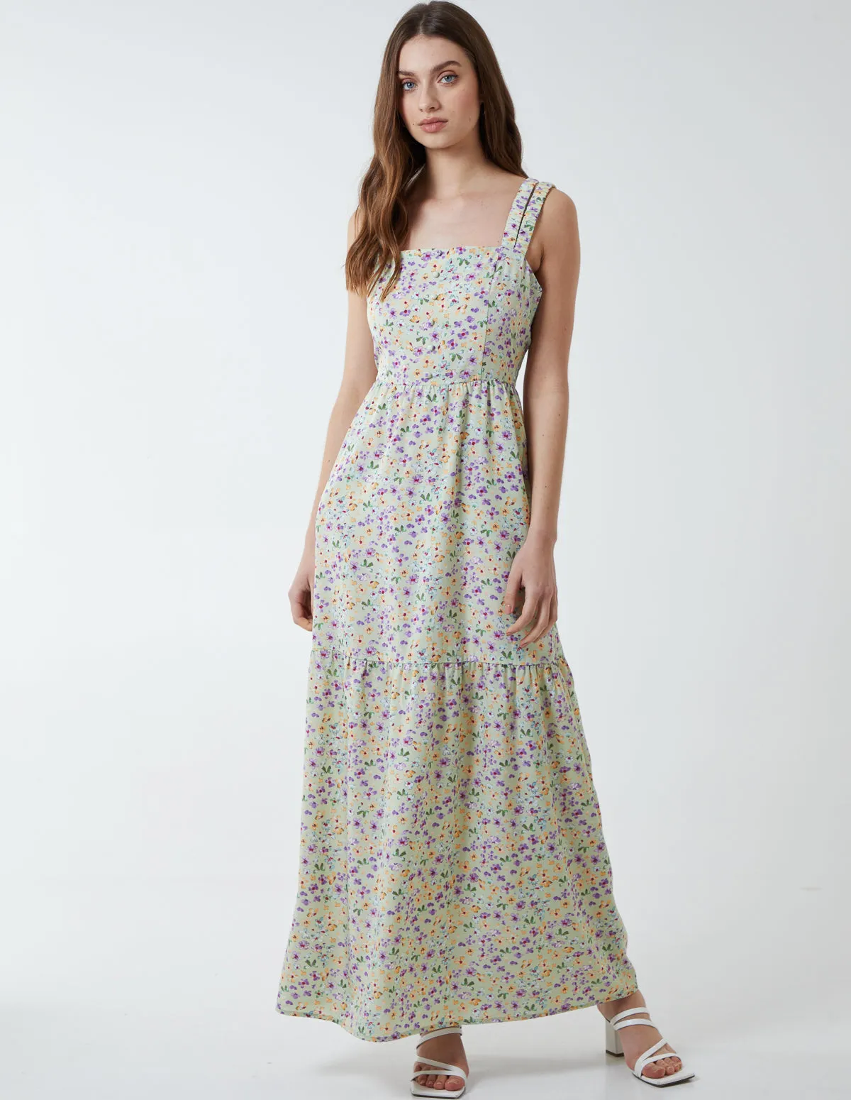 BLESSING - Floral Print Double Strap Midi Dress sold by Blue Vanilla product image thumbnail 3