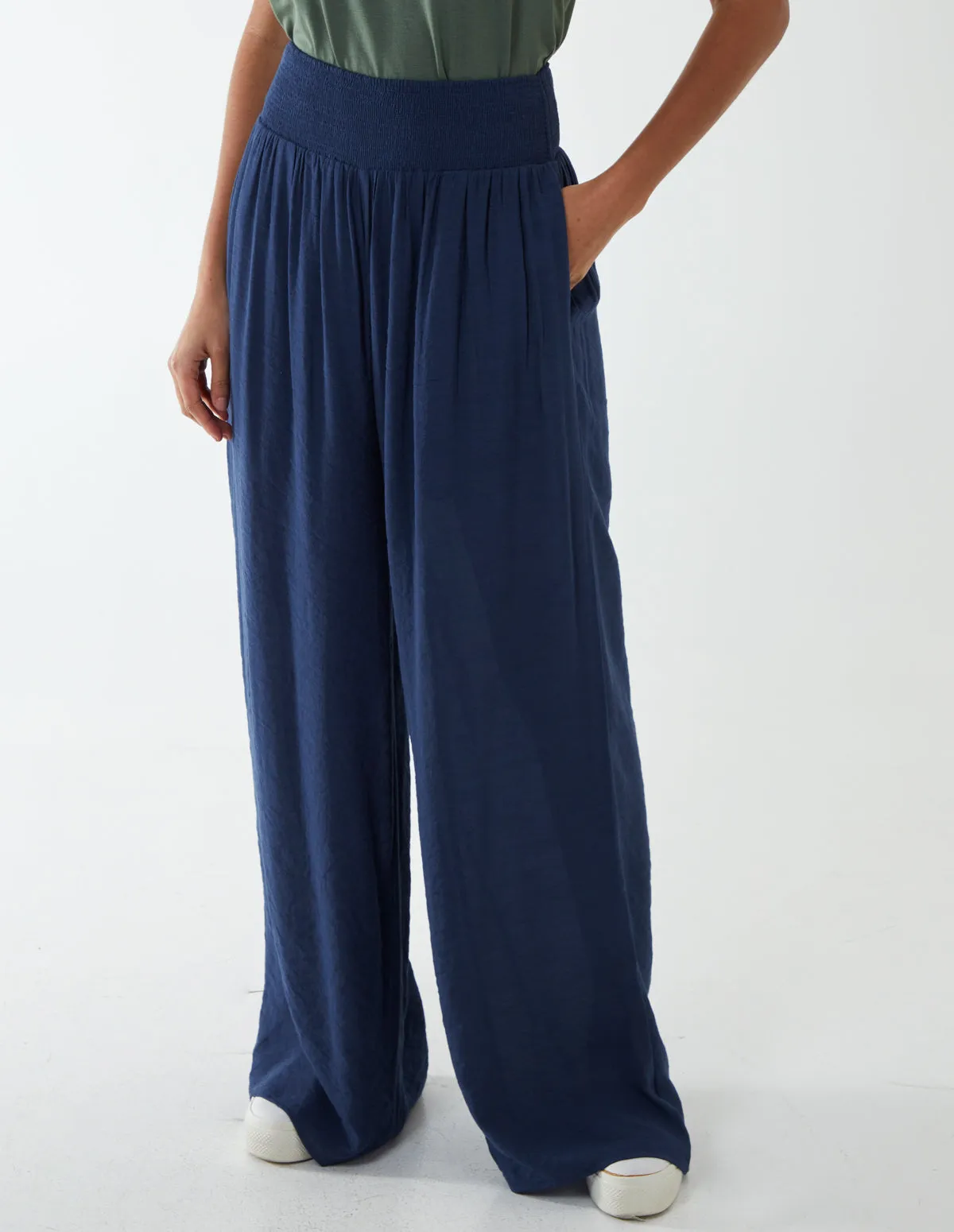 Shirring Waist Wide Leg Trousers sold by Blue Vanilla product image thumbnail 4