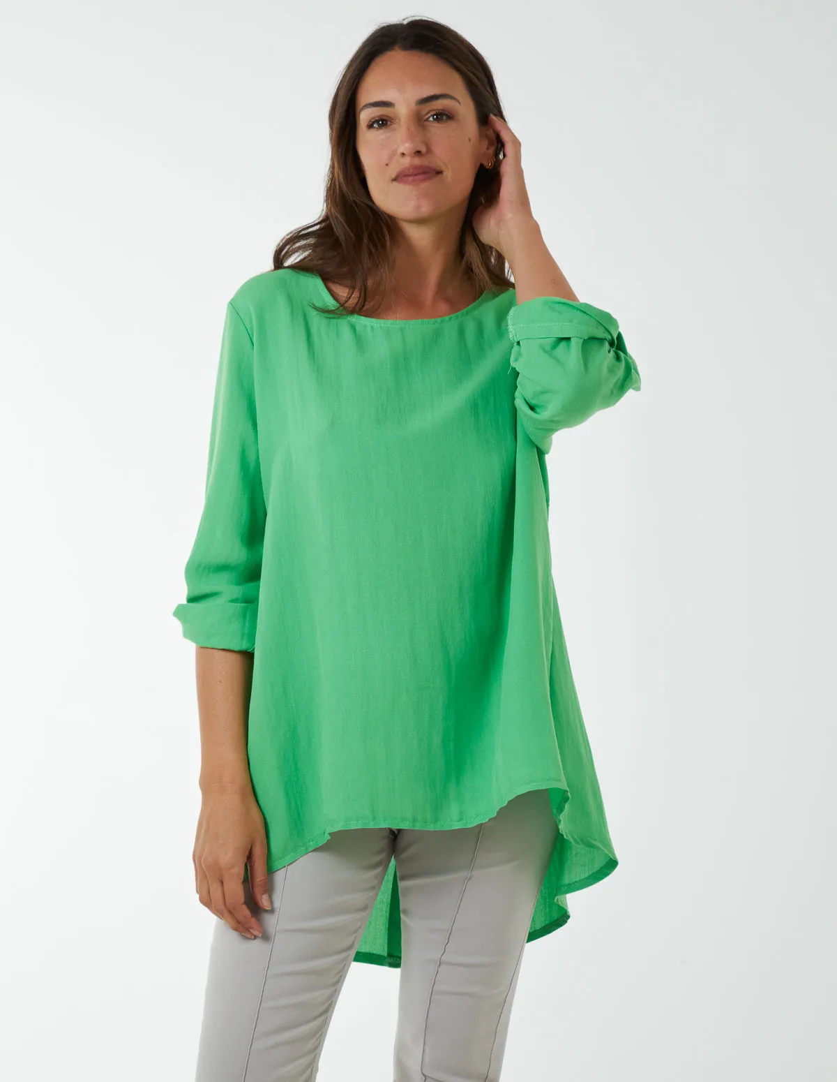 Round Neck Button Sleeve Blouse sold by Blue Vanilla