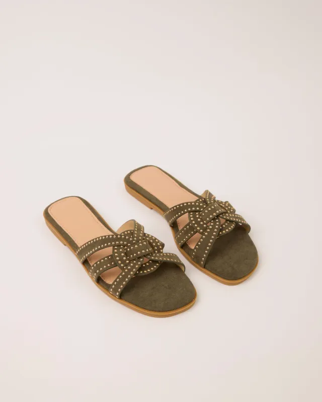 Stud Woven Detail Slip On Sandals sold by Blue Vanilla