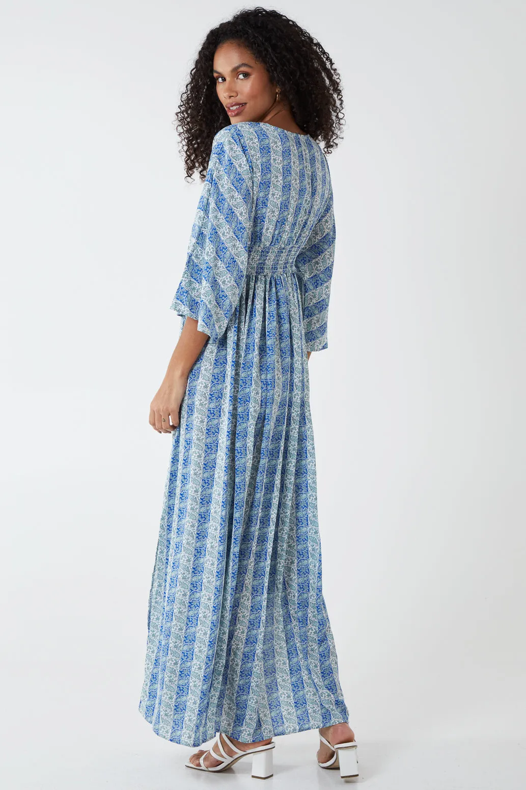 Ruched Waist Kimono Maxi Dress sold by Blue Vanilla product image thumbnail 5