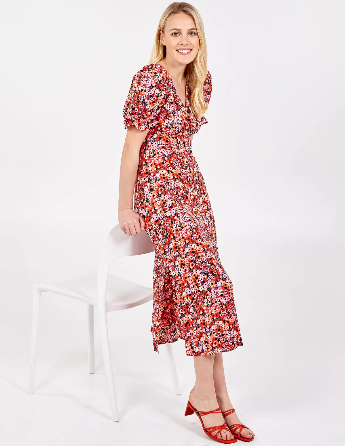 HANIYA - Frill Sleeve Floral Midi Dress sold by Blue Vanilla product image thumbnail 3