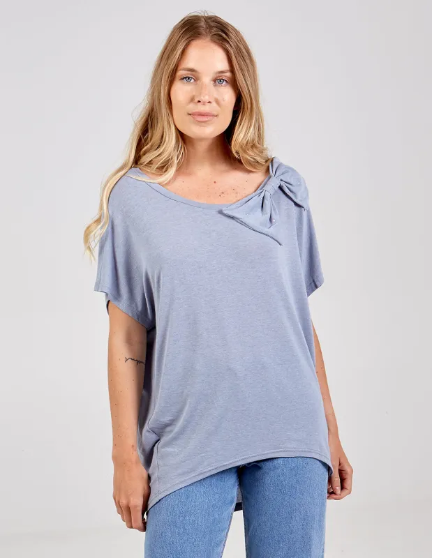 LOUISE - Oversized Diamante Bow Top sold by Blue Vanilla