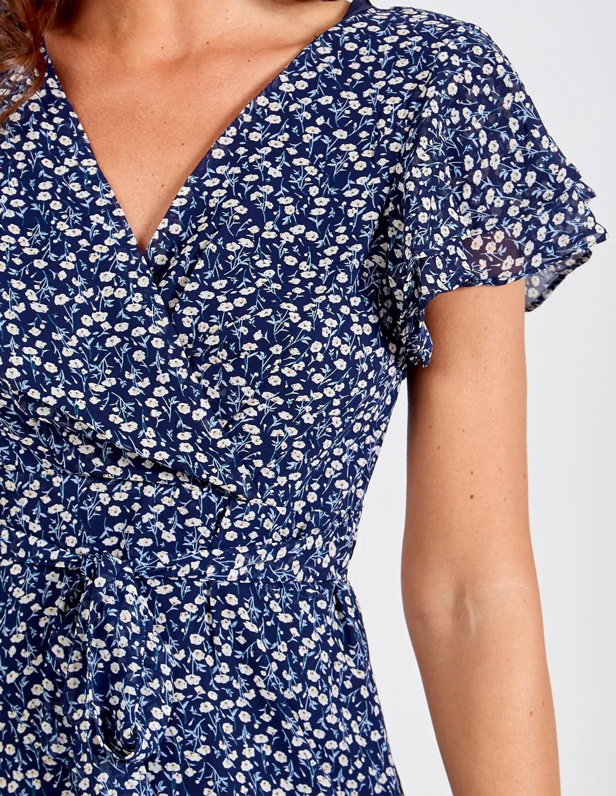 PHOEBE - Frill Sleeve Wrap Front Floral Dress sold by Blue Vanilla product image thumbnail 3