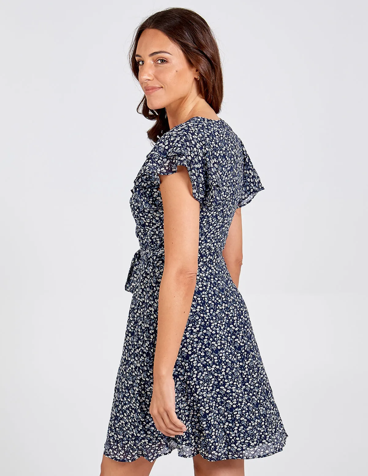 PHOEBE - Frill Sleeve Wrap Front Floral Dress sold by Blue Vanilla product image thumbnail 4