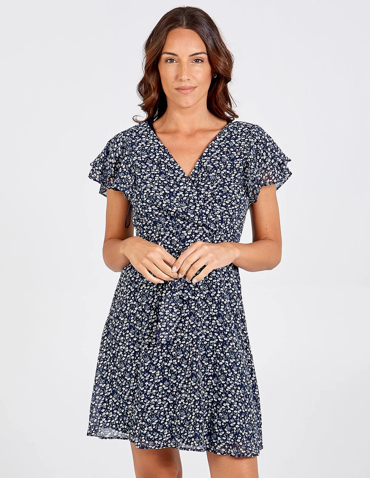 PHOEBE - Frill Sleeve Wrap Front Floral Dress sold by Blue Vanilla product image thumbnail 2