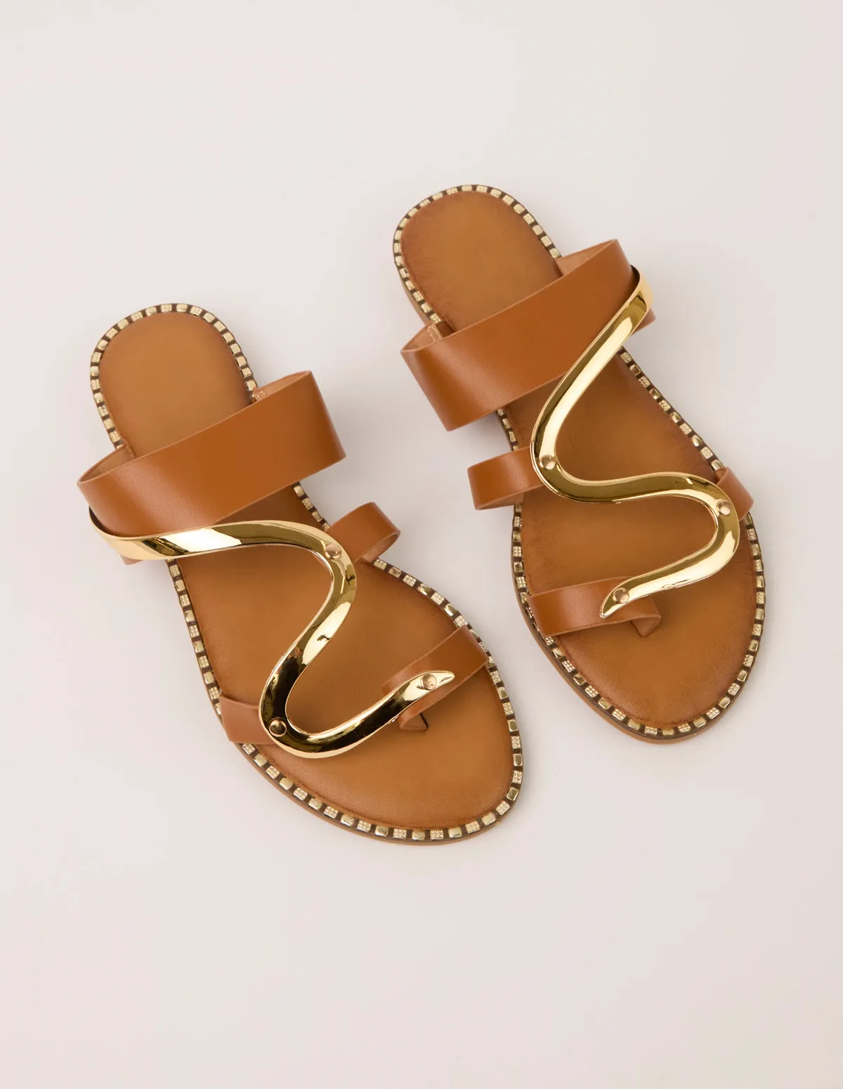 Gold Snake Detail Sandals sold by Blue Vanilla