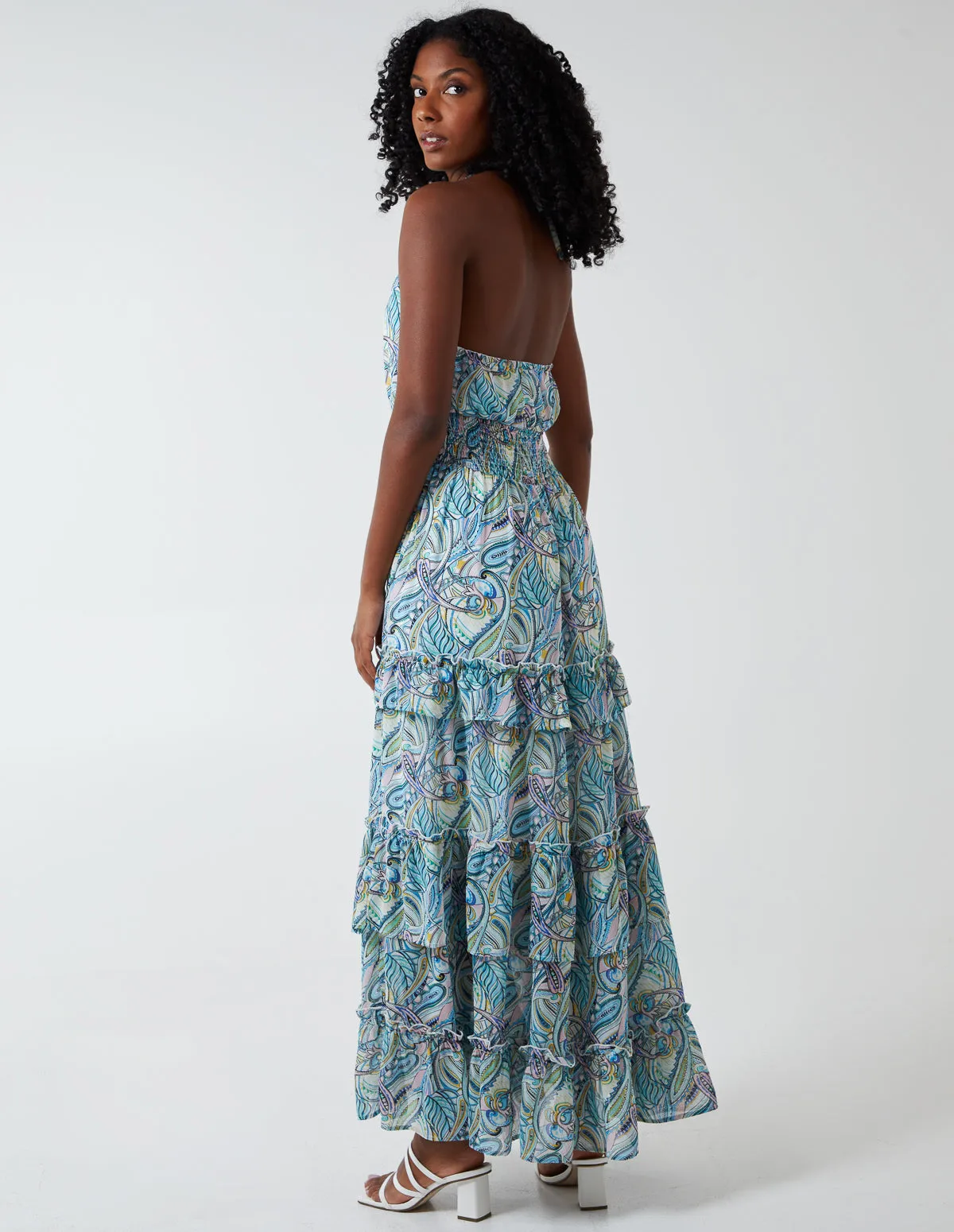 Halter Neck Ruffle Maxi Dress sold by Blue Vanilla product image thumbnail 5