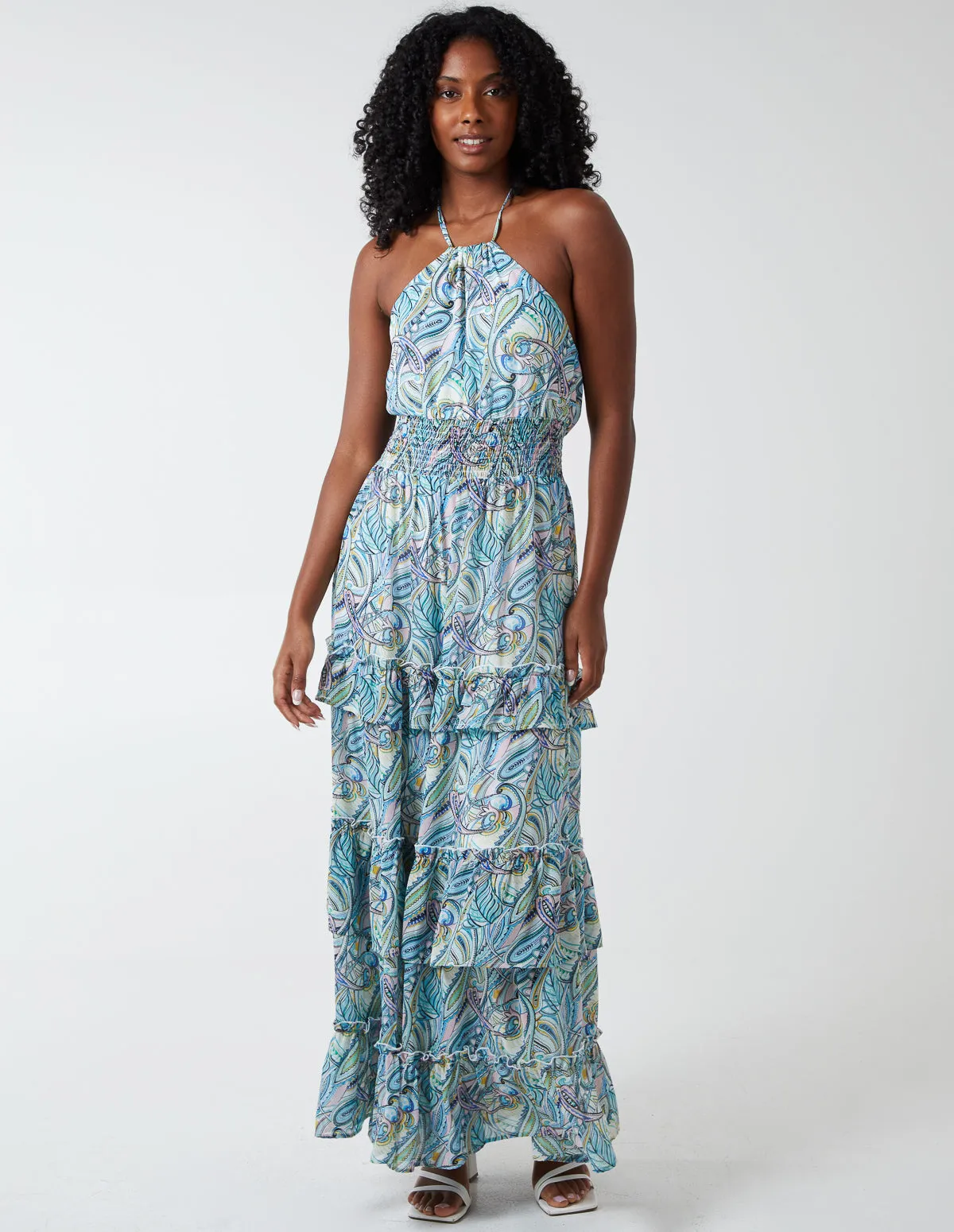 Halter Neck Ruffle Maxi Dress sold by Blue Vanilla product image thumbnail 4
